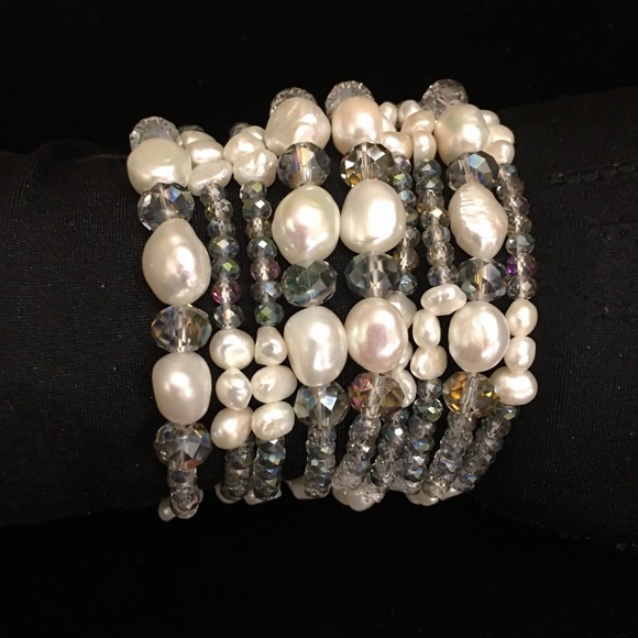 Anna Capri Jewelry - Freshwater Pearl Natural Stone Bracelet